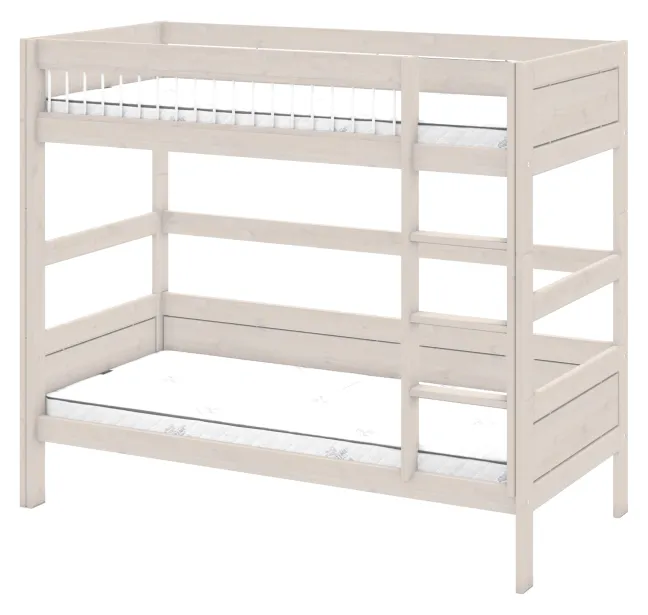 Lifetime Etagenbett 90x200cm mit Deluxe Lattenrost Absturzsicherung Streben whitewash
