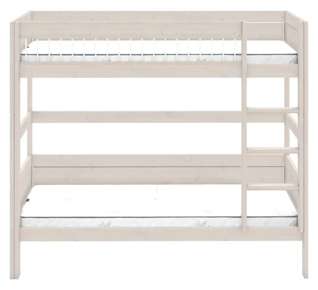 Lifetime Etagenbett 90x200cm mit Deluxe Lattenrost Absturzsicherung Streben whitewash
