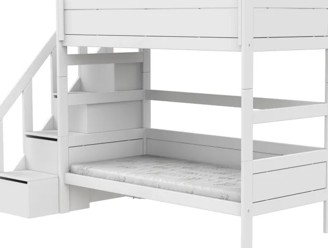 Lifetime Etagenbett 90x200cm mit Treppe und Rollboden weiß lackiert