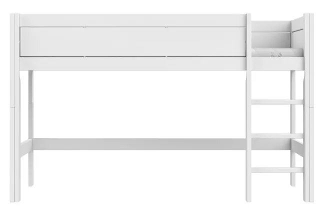Lifetime halbhohes Bett 90x200cm mit Rollboden weiß lackiert