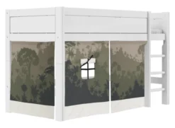 Lifetime halbhohes Bett 90x200cm mit Rollboden weiß lackiert