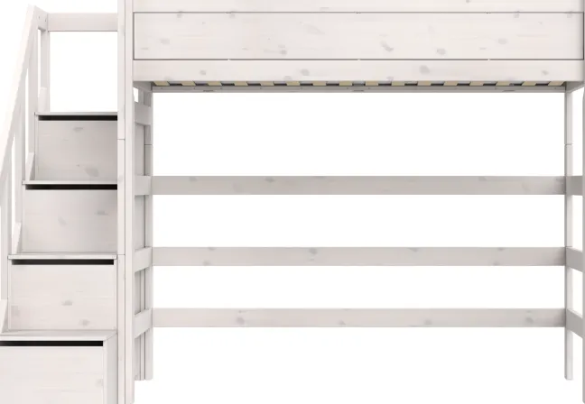 Lifetime Hochbett 90x200cm mit Treppe und Rollboden whitewash