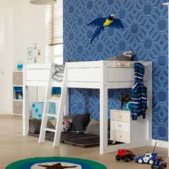 Lifetime 4 in 1 Bett mit Himmeldach inkl. Deluxe Lattenrost weiß lackiert