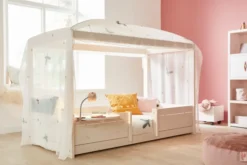 Lifetime 4 in 1 Bett mit Himmeldach inkl. Deluxe Lattenrost weiß lackiert