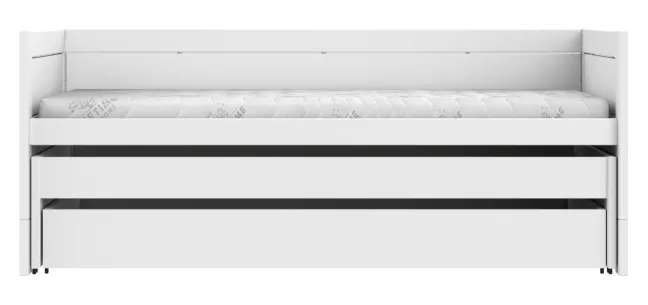 Lifetime Kojenbett 90x200cm mit Gästebett, Bettkasten und Rollboden weiß lackiert