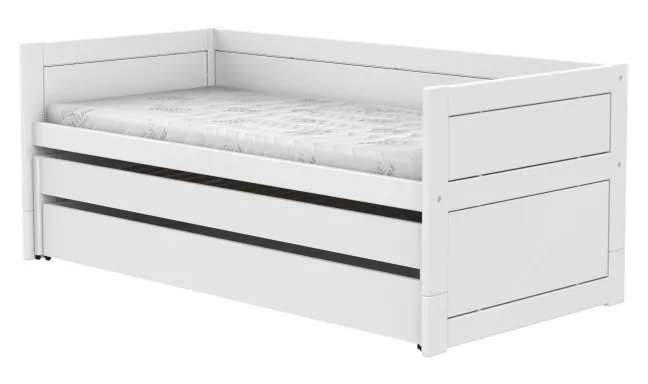 Lifetime Kojenbett 90x200cm mit Gästebett, Bettkasten und Rollboden weiß lackiert