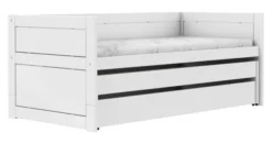 Lifetime Kojenbett 90x200cm mit Gästebett, Bettkasten und Rollboden weiß lackiert