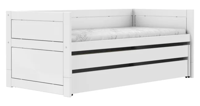 Lifetime Kojenbett 90x200cm mit Gästebett, Bettkasten und Rollboden weiß lackiert