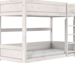 Lifetime niedriges Etagenbett 90x200cm mit Deluxe Lattenrost whitewash