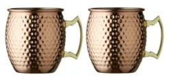 Lyngby Glas Moscow Mule-Krug 55cl 2 Stück gehämmert Kupfer/Stahl