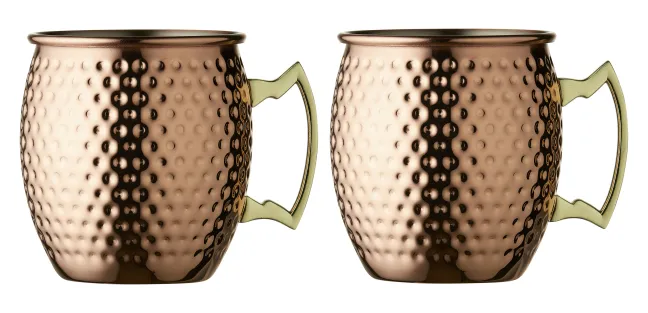 Lyngby Glas Moscow Mule-Krug 55cl 2 Stück gehämmert Kupfer/Stahl
