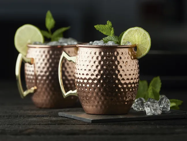Lyngby Glas Moscow Mule-Krug 55cl 2 Stück gehämmert Kupfer/Stahl