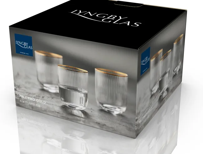 Lyngby Glas Tumbler Palermo Gold 35cl 4 Stück