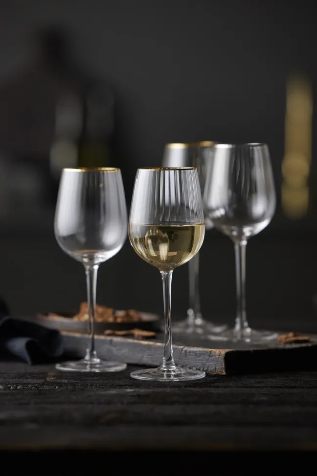Lyngby Glas Weißweinglas Palermo Gold 30cl 4 Stück