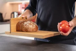 Mühlenbrett Schneidebrett mit Messerhalter Eiche Massivholz für Linkshänder