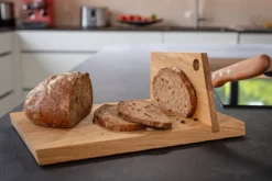 Mühlenbrett Schneidebrett mit Messerhalter Eiche Massivholz für Linkshänder