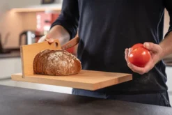 Mühlenbrett Schneidebrett mit Messerhalter Buche Massivholz für Linkshänder