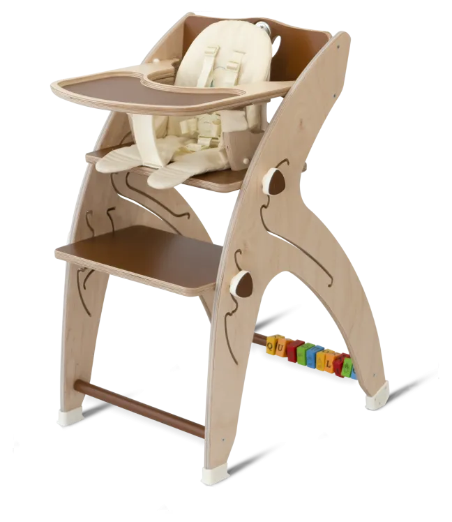 QuarttoLino® multifunktionaler Kinderhochstuhl aus Holz Braun Sale