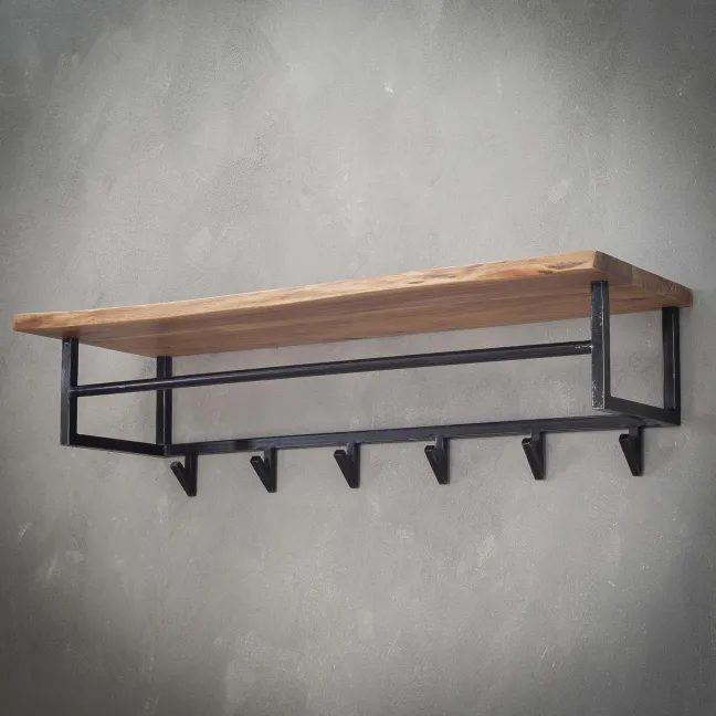 Rubjerg Design Garderobe Edge 6 Haken mit Hutablage Akazie massiv natur