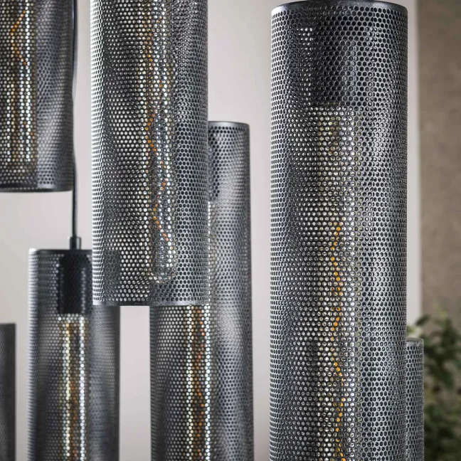 Rubjerg Design Hängelampe Tube mesh 9 Leuchten Metall Artic schwarz