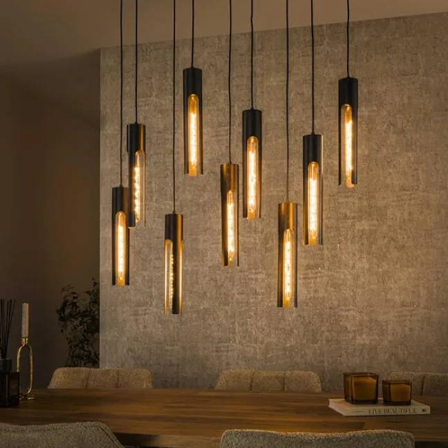 Rubjerg Design Hängelampe Tube 9 Leuchten Metall Artic schwarz