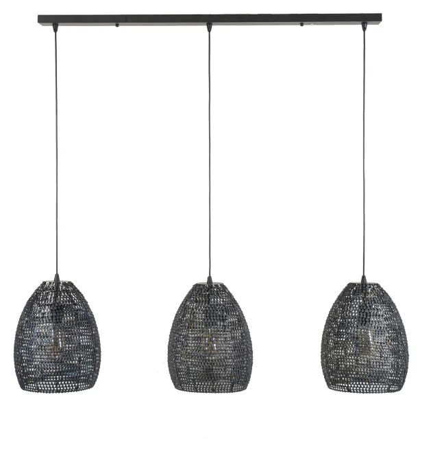 Rubjerg Design Hängeleuchte Armor oval 3 Leuchten Metall schwarz/braun