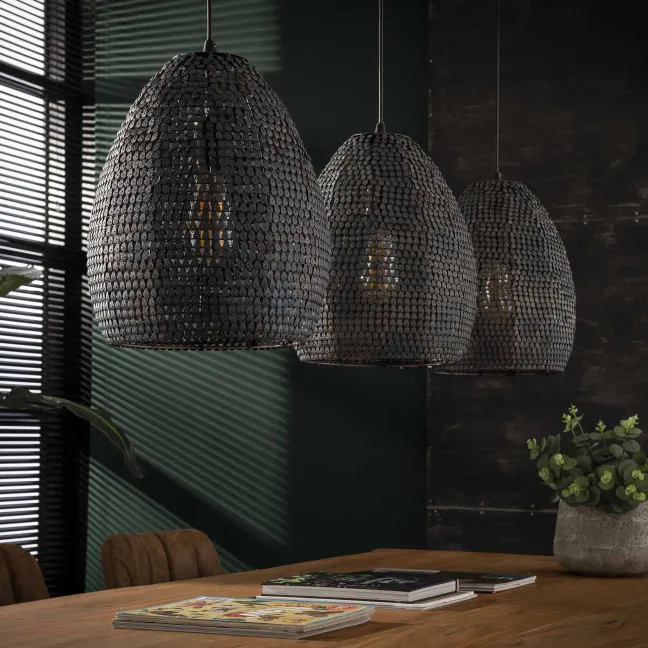 Rubjerg Design Hängeleuchte Armor oval 3 Leuchten Metall schwarz/braun