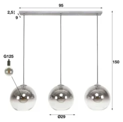 Rubjerg Design Hängeleuchte Bubble shaded 3 Leuchten Rauchglas altsilber