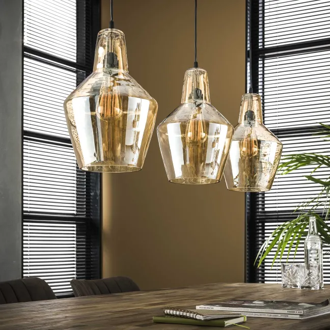 Rubjerg Design Hängeleuchte 3 Leuchten Glas braun
