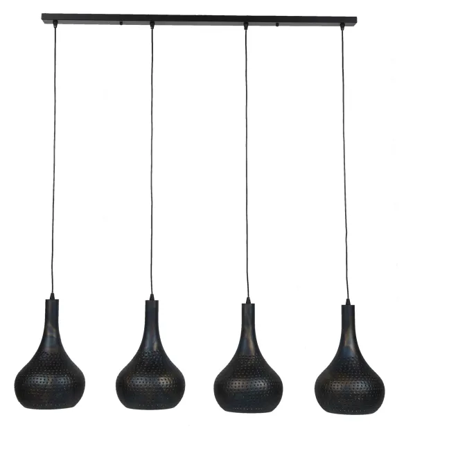 Rubjerg Design Hängeleuchte Punsch Kegel 4 Leuchten Metall schwarz/braun