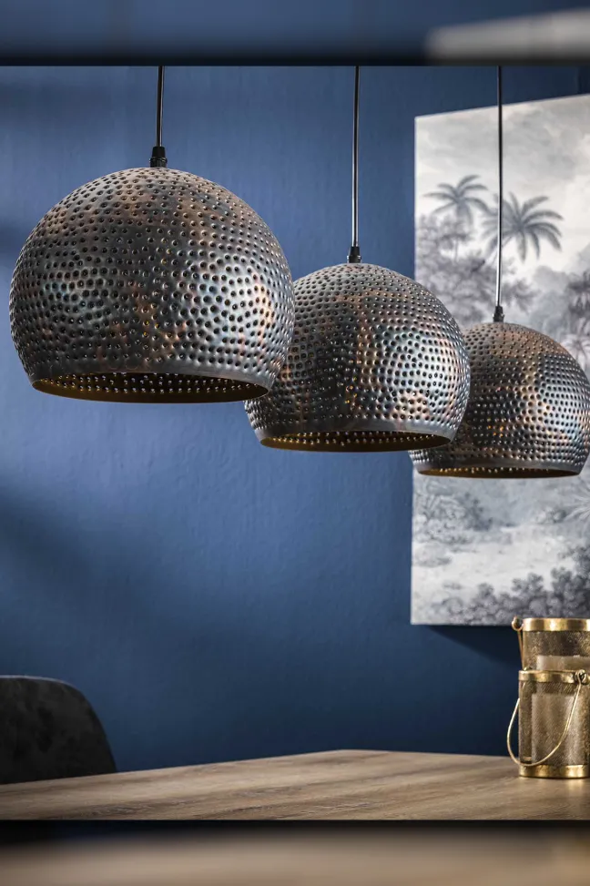 Rubjerg Design Hängeleuchte Punsch Kugel 3 Leuchten Metall schwarz/braun