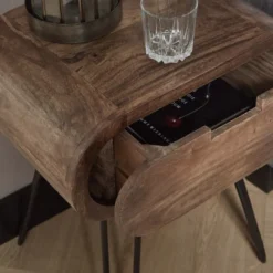 Rubjerg Design Nachttisch Barrel mit 1 Schublade Mangoholz massiv sandfarben