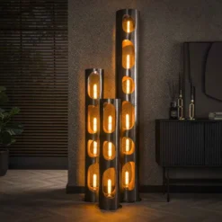 Rubjerg Design Stehlampe Ø20cm Organic Zylinder L Schwarz Nickel