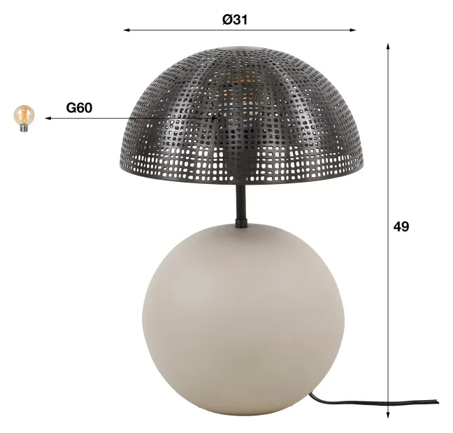 Rubjerg Design Tischlampe Sphere 1 Leuchte Metall natur grau Sale