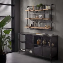 Rubjerg Design Wandregal Edge 3 Ablagen Metall/Akazie massiv natur