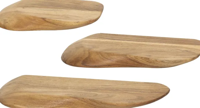 Rubjerg Design Wandregal Organic 60cm 3er Set Akazie massiv natur