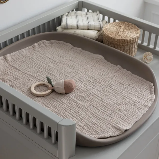 Sebra Wickelmatte PUR Set Jetty beige + 2 Wickelunterlagen musselin beige