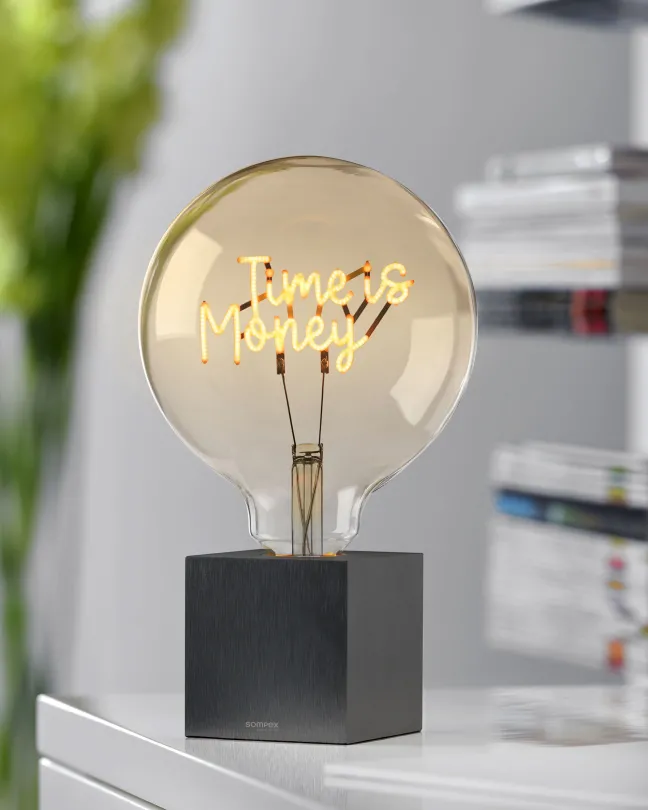 SOMPEX LED-Filament Leuchtmittel Time is Money Ø12,5cm