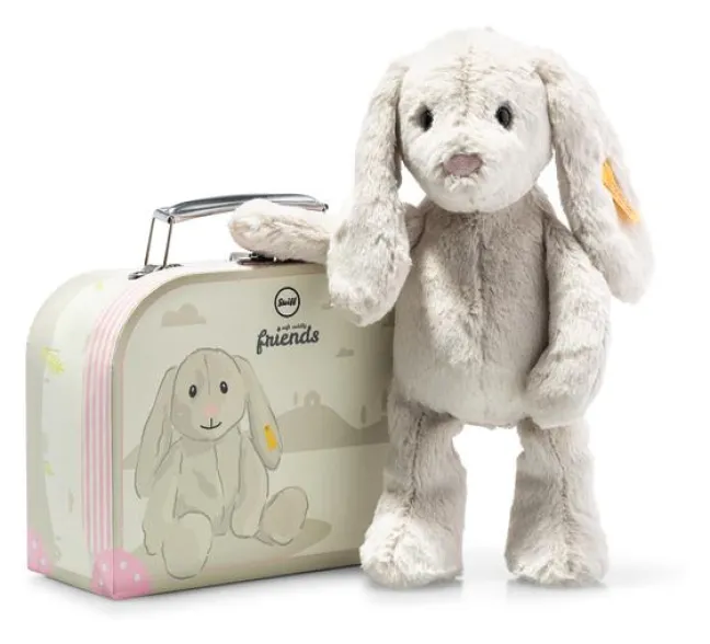 Steiff Hoppie Hase 26cm hellgrau im Koffer