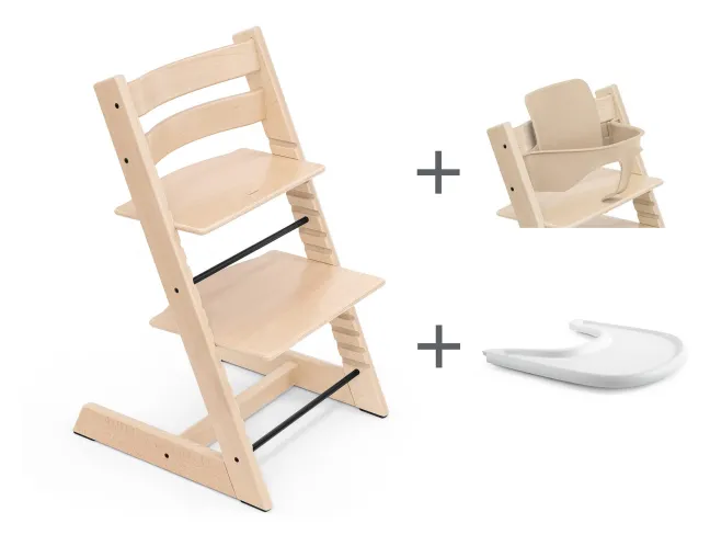 STOKKE® Mega Set Tripp Trapp® natur + Babyset² natur + Tray Tisch weiß