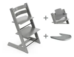 STOKKE® Mega Set Tripp Trapp® Storm grey + Babyset² Storm grey + Tray Tisch storm grey
