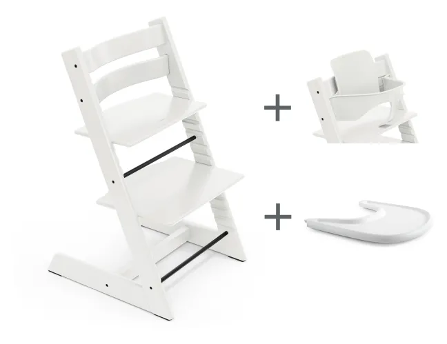 STOKKE® Mega Set Tripp Trapp® weiß + Babyset² weiß + Tray Tisch weiß