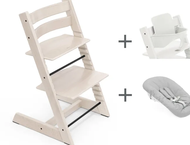 STOKKE® Mega Set Tripp Trapp® weiß transparent + Babyset² weiß + Newbornset