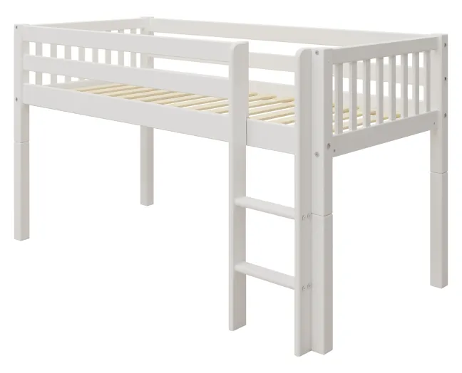 THUKA Nordic halbhohes Bett Crossbar mit gerader Leiter weiß