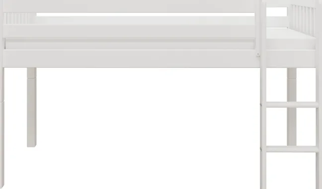 THUKA Nordic halbhohes Bett Crossbar mit gerader Leiter weiß