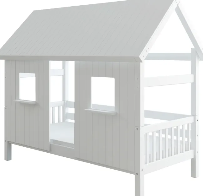 THUKA Nordic Hausbett Crossbar mit geschlossener Front und Dachpanele weiß