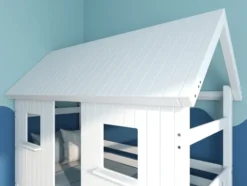 THUKA Nordic Hausbett Crossbar mit geschlossener Front und Dachpanele weiß