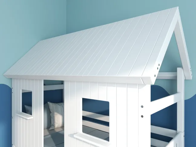 THUKA Nordic Hausbett Crossbar mit geschlossener Front und Dachpanele weiß