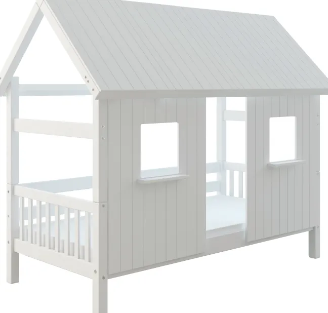 THUKA Nordic Hausbett Crossbar mit geschlossener Front und Dachpanele weiß