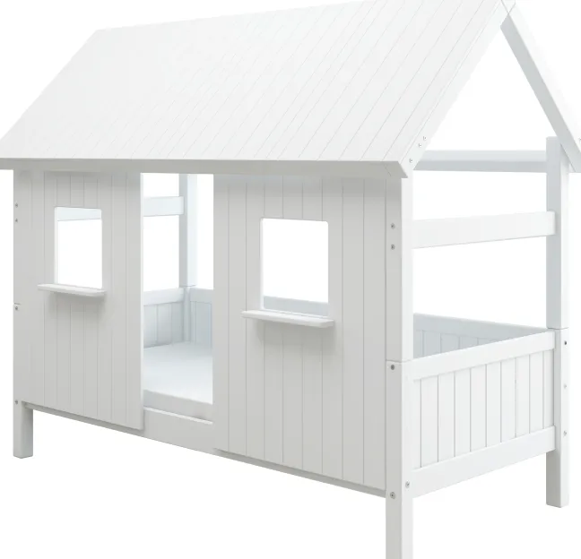 THUKA Nordic Hausbett Romantic mit geschlossener Front und Dachpanele weiß